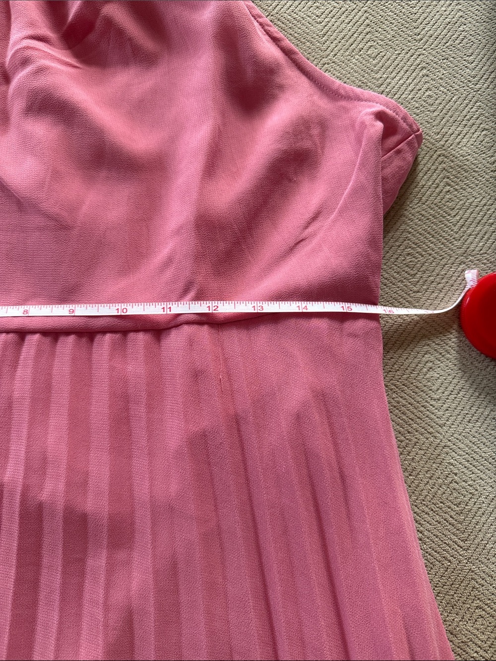 ASOS DESIGN - Rosa plisserad chiffon halter neck pleated dress rose pink Sz 12 - Picture 10 of 10